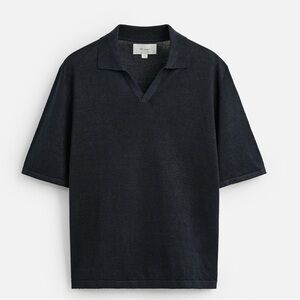 Zara, size M, black short sleeve collard shirt. Knit like feel, basic